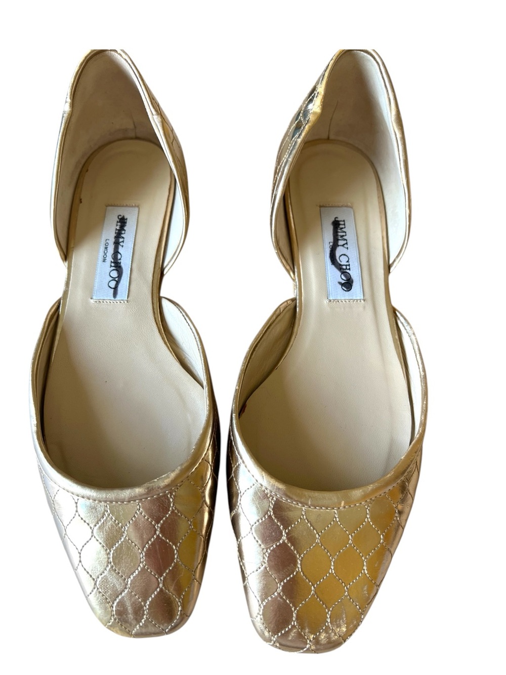 Jimmy Choo Metallic Quilted Slip-On Ballet Flats  Gold 39.5